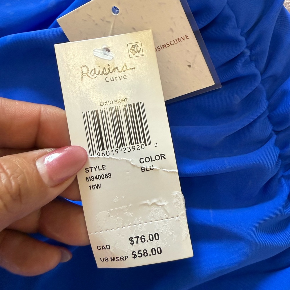 RAISINS Blue Swim skirt with Ruching NWT- 16W - Picture 7 of 9